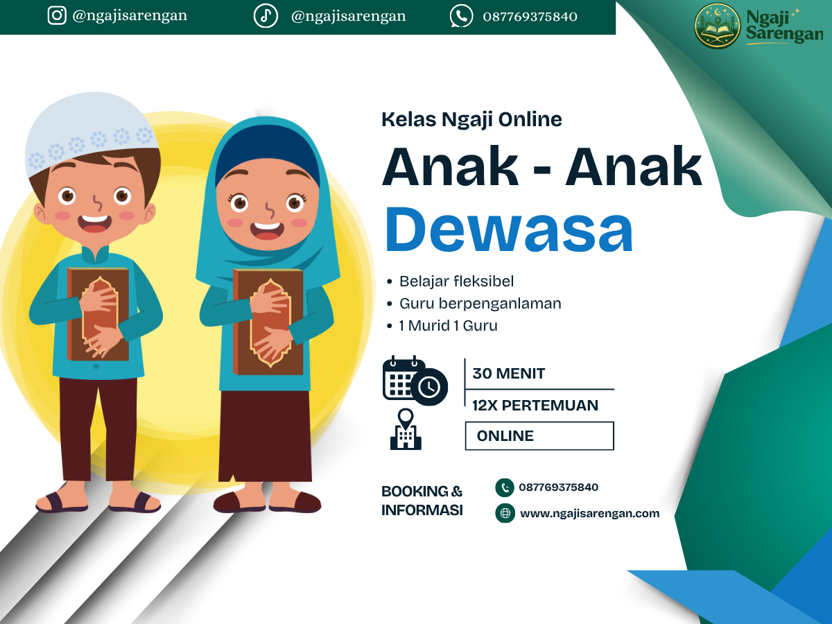 Kelas Ngaji Online Anak- Anak & Dewasa | 30 Menit - 12 Pertemuan