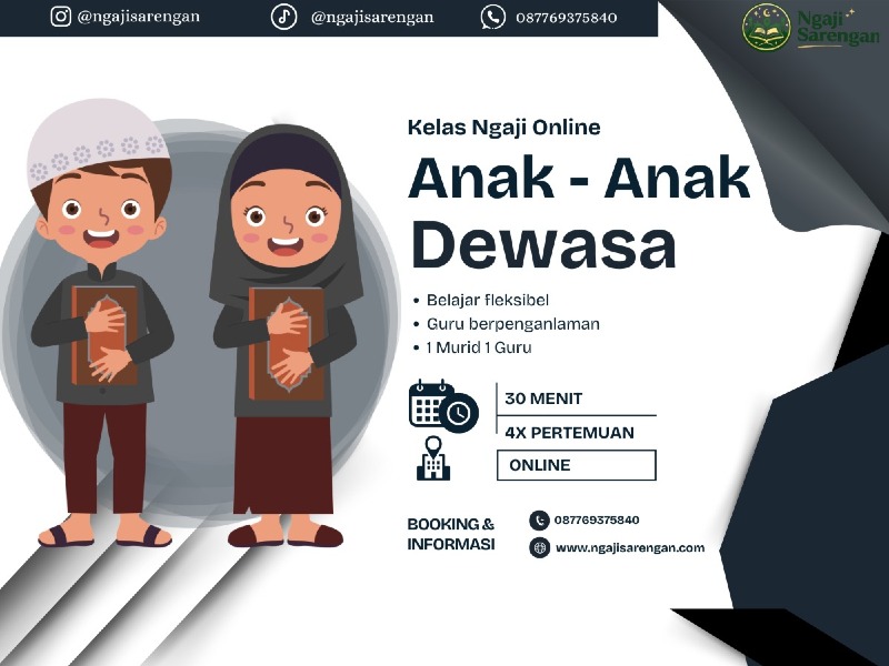 Kelas Ngaji Online Anak- Anak & Dewasa | 30 Menit - 4 Pertemuan