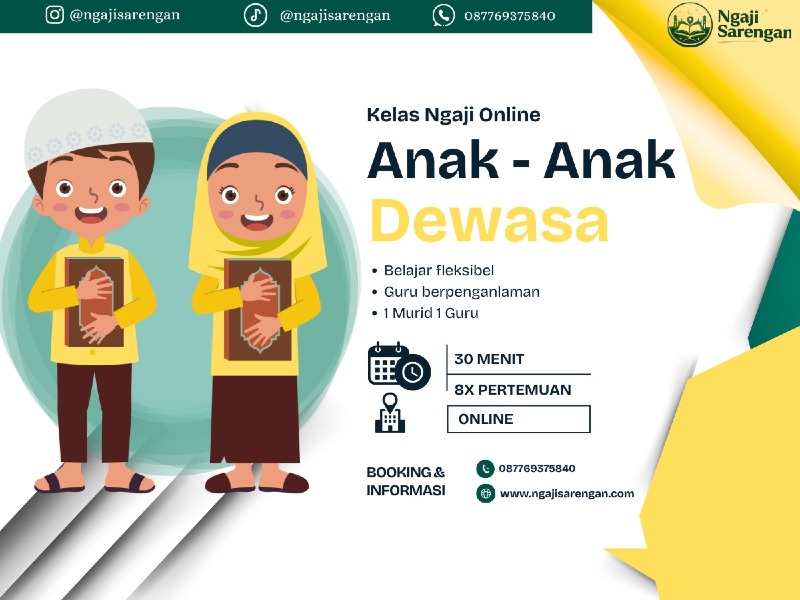 Kelas Ngaji Online Anak- Anak & Dewasa | 30 Menit - 8 Pertemuan