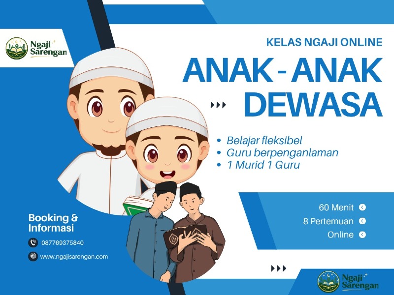 Kelas Ngaji Online Anak- Anak & Dewasa | 60 Menit - 8 Pertemuan